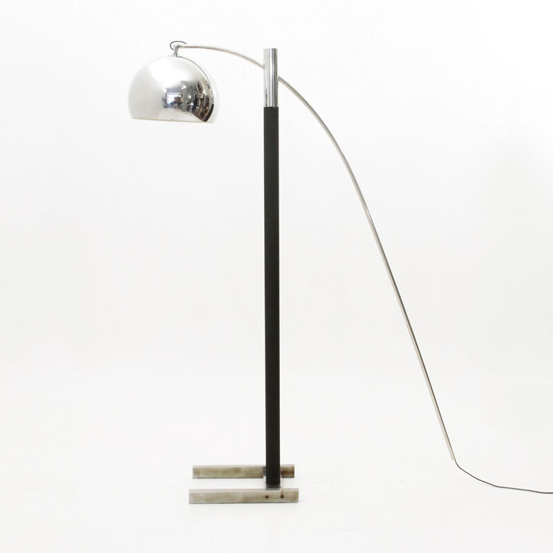 Vintage italian black floor lamp in chrome 1970s