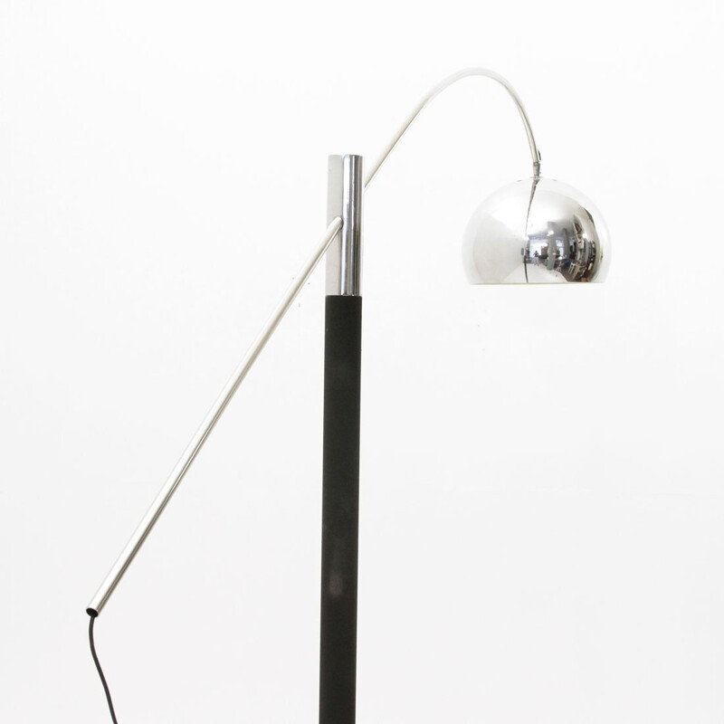 Vintage italian black floor lamp in chrome 1970s