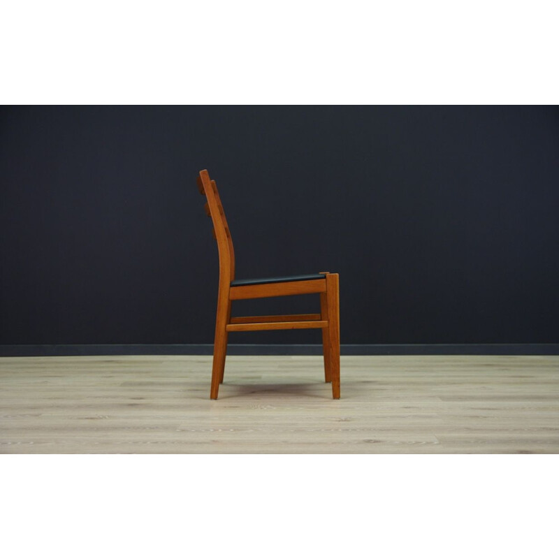 Set of 4 vintage chairs in eco leather and beech 1970s