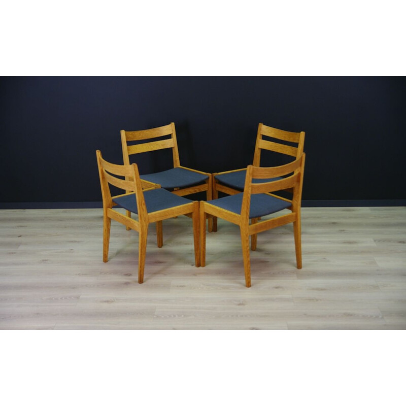 Suite de 4 chaises vintage danoises en frêne des années 1970