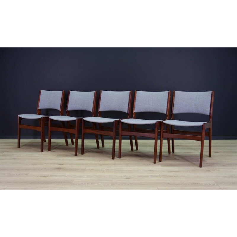 Set of 5 vintage chairs for Uldum in teak 1970s