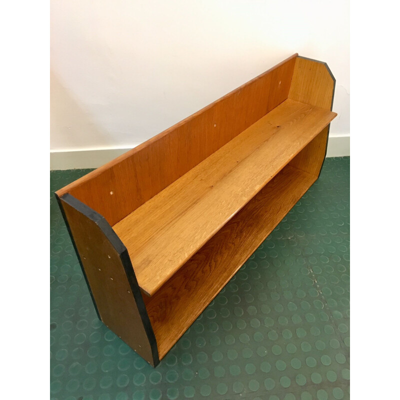 Large vintage french wooden shelf from the 1950s