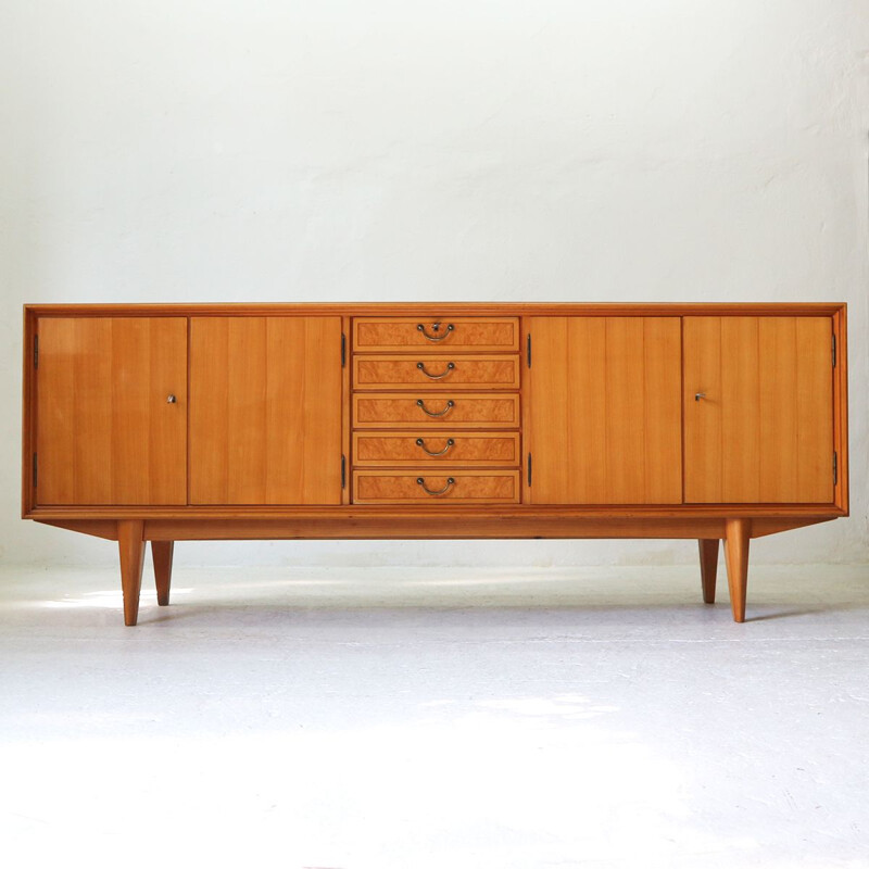 Vintage sideboard in cherrywood and brass 1950s