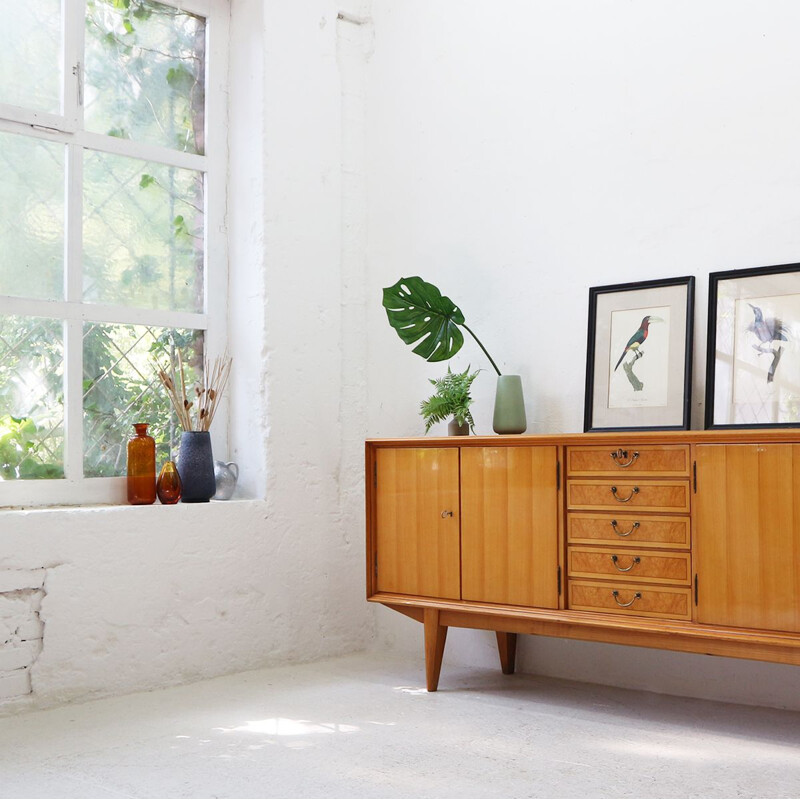 Vintage sideboard in cherrywood and brass 1950s