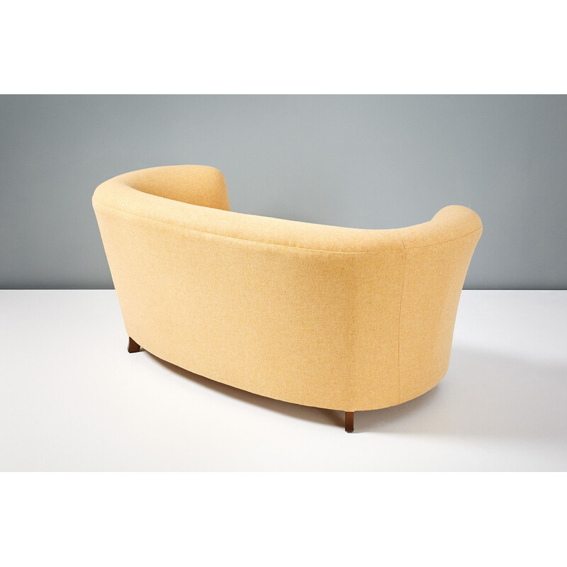 Vintage Danish cabinetmaker curved loveseat, 1940s