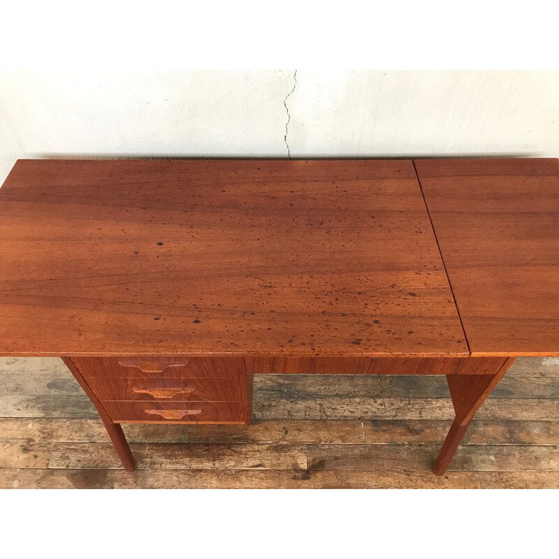 Vintage Scandinavian teak desk with extensions 1960