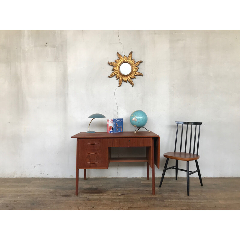 Vintage Scandinavian teak desk with extensions 1960