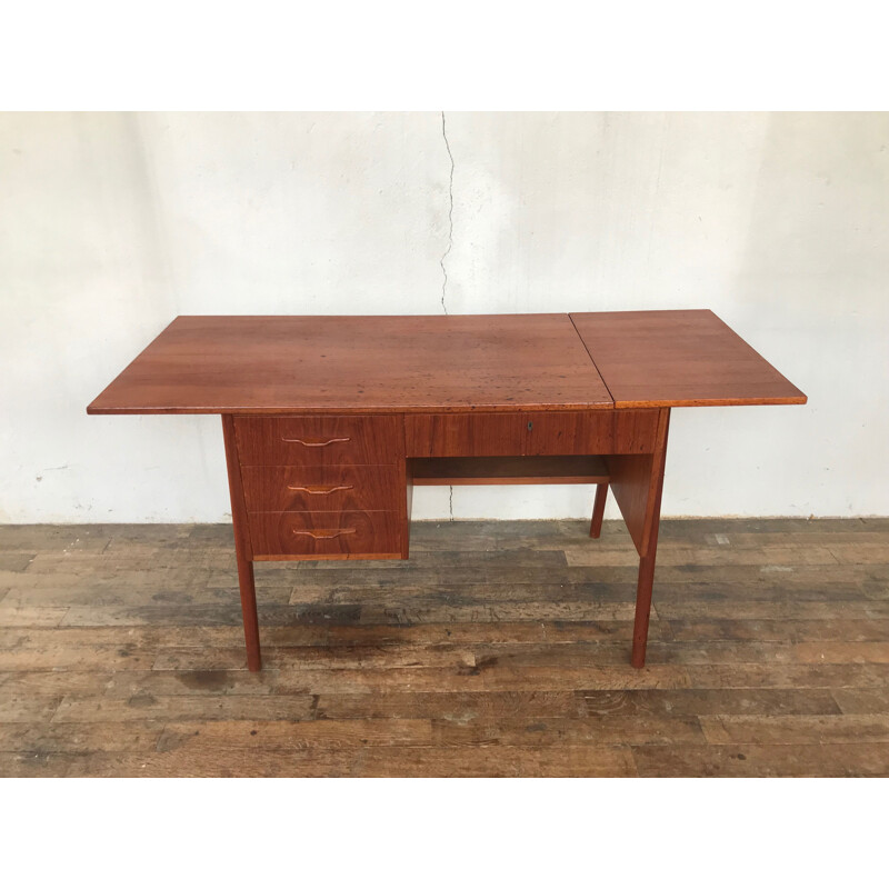 Vintage Scandinavian teak desk with extensions 1960