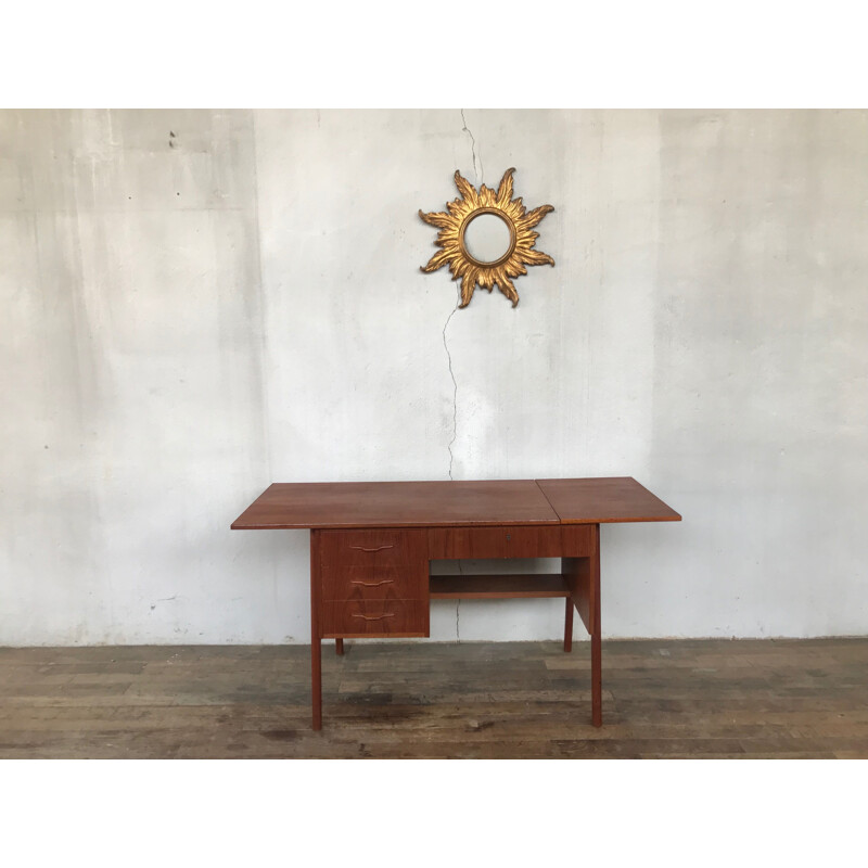 Vintage Scandinavian teak desk with extensions 1960