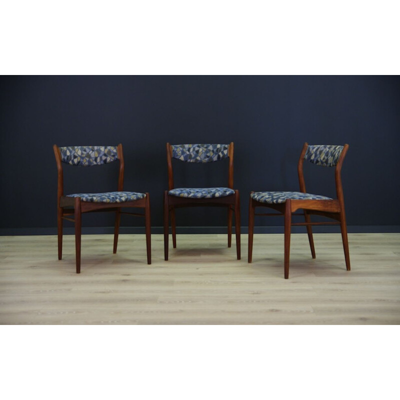 Suite de 3 chaises vintage en teck Danish Design