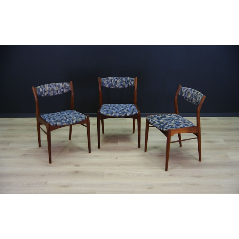 Suite de 3 chaises vintage en teck Danish Design