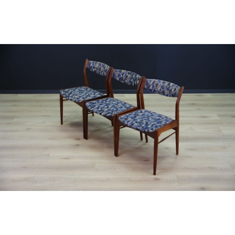 Suite de 3 chaises vintage en teck Danish Design