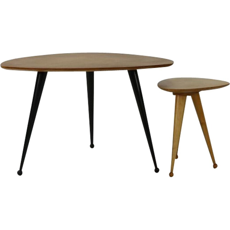 Vintage coffee table and stool by Cees braakman for Pastoe