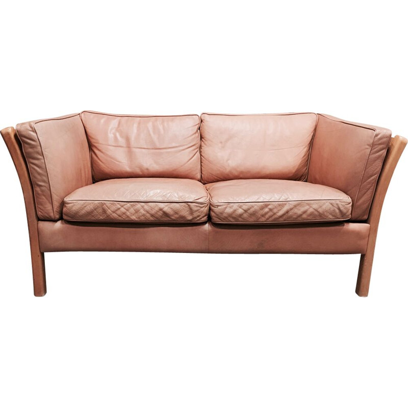2-seater vintage sofa all leather Stouby, Scandinavian design