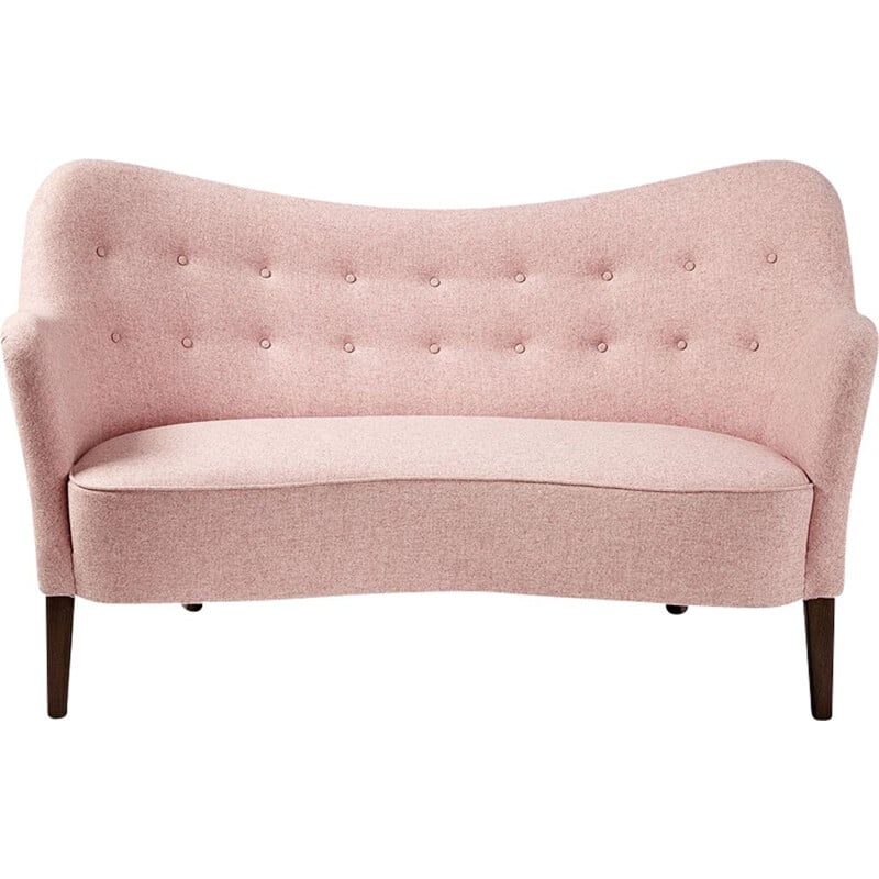 Vintage model 185 sofa by Nanna Ditzel in pink wool and beechwood