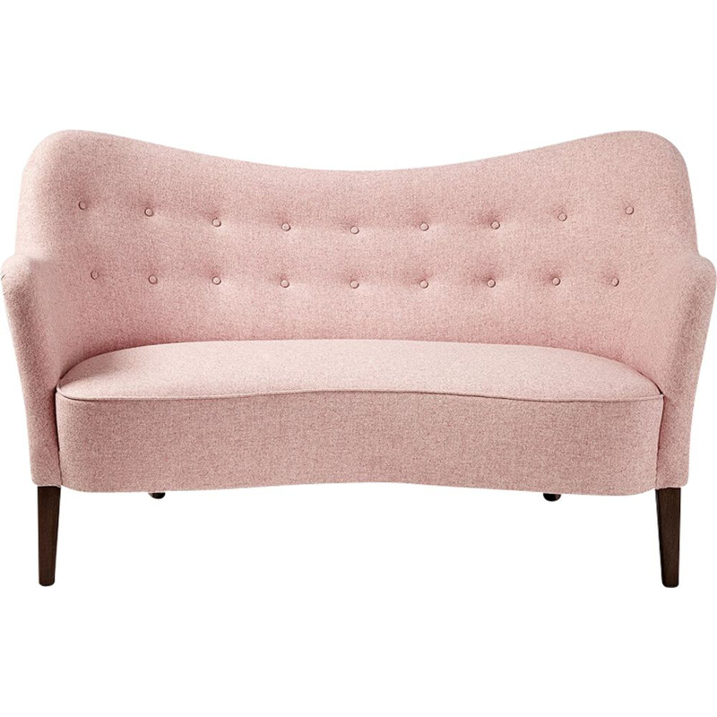 Vintage model 185 sofa by Nanna Ditzel in pink wool and beechwood