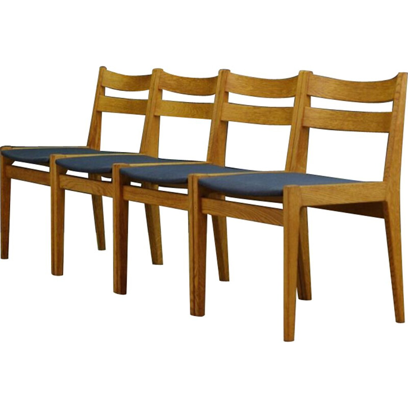 Suite de 4 chaises vintage danoises en frêne des années 1970