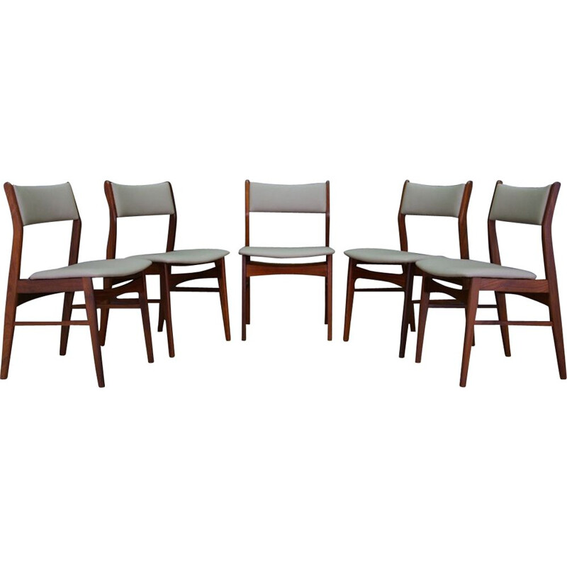 Set of 5 vintage danish chairs in teakwood 1970s