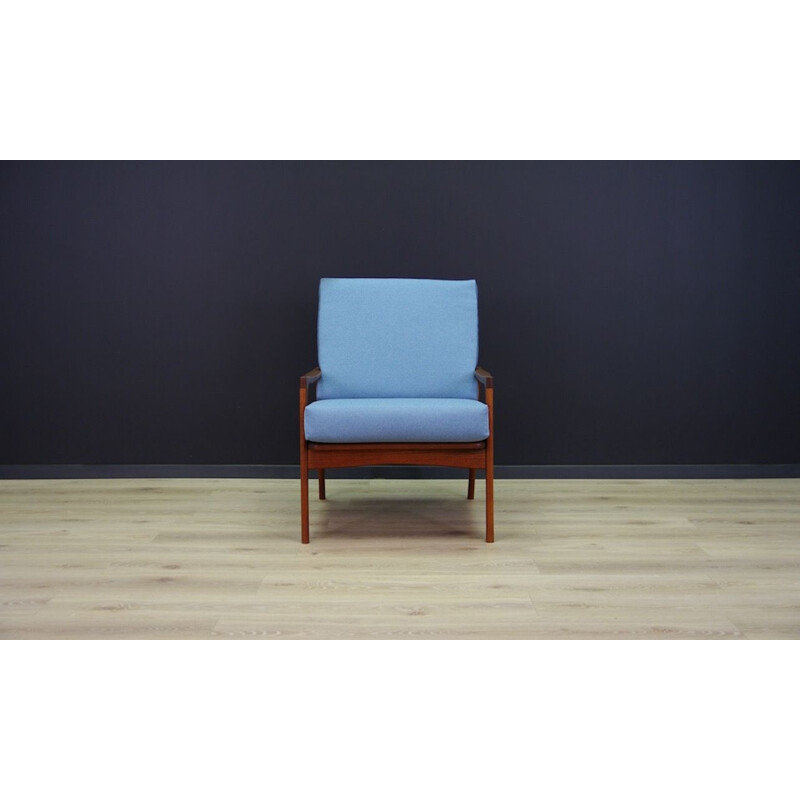 Vintage blue armchair, Denmark, 1970s