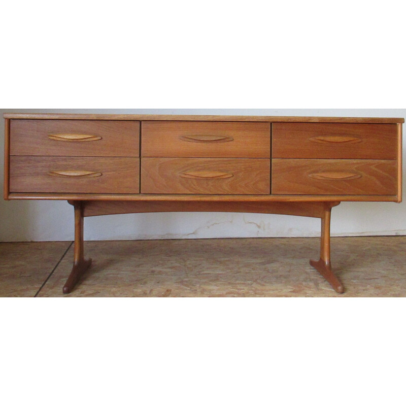 Vintage sideboard of 6 teak drawers by F.Guille for Austin Suite, 1960s