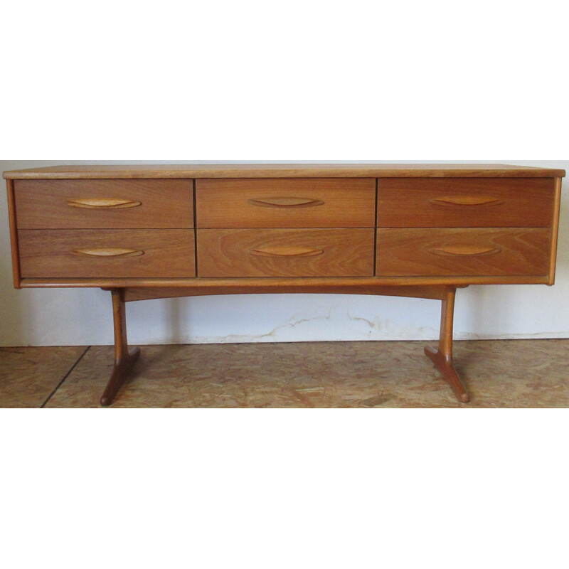 Vintage sideboard of 6 teak drawers by F.Guille for Austin Suite, 1960s