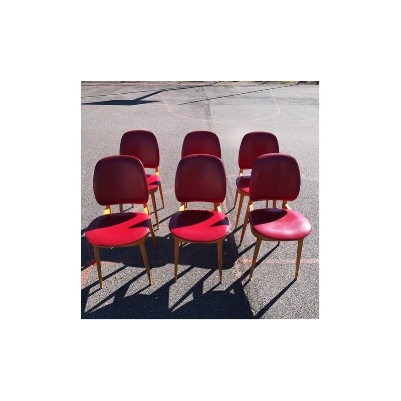 Set of 6 vintage Pégase chairs by Pierre Guariche for Baumann, 1960s