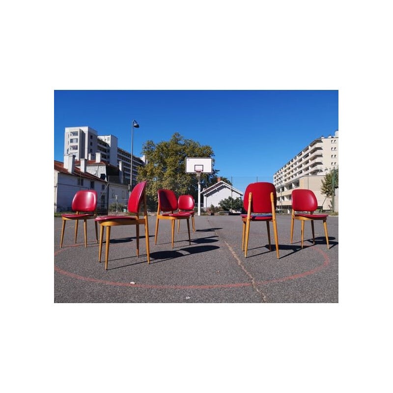 Ensemble de 6 chaises vintage Pégase par Pierre Guariche pour Baumann, 1960