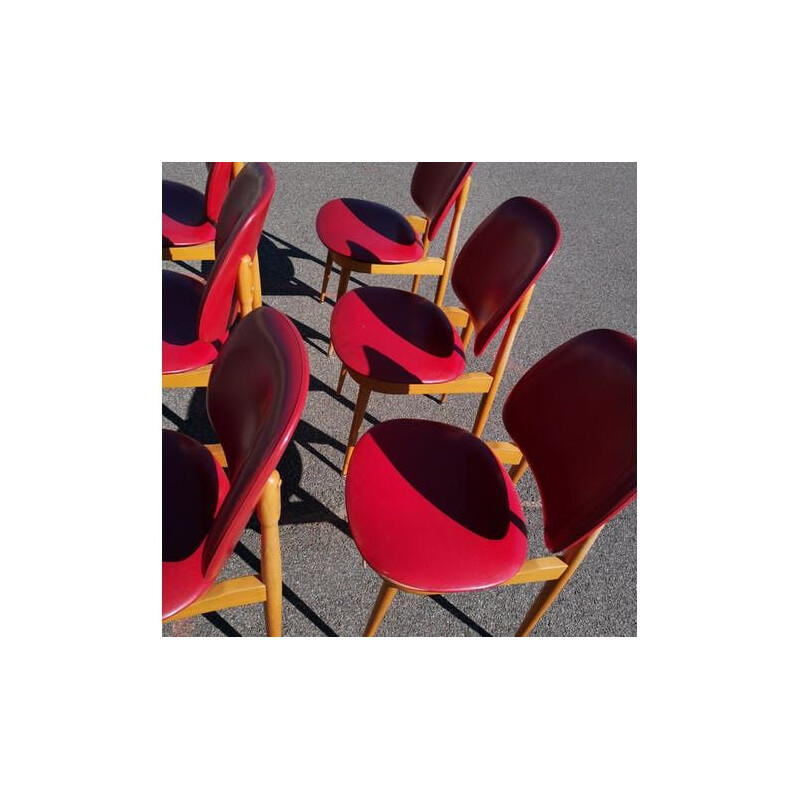 Ensemble de 6 chaises vintage Pégase par Pierre Guariche pour Baumann, 1960