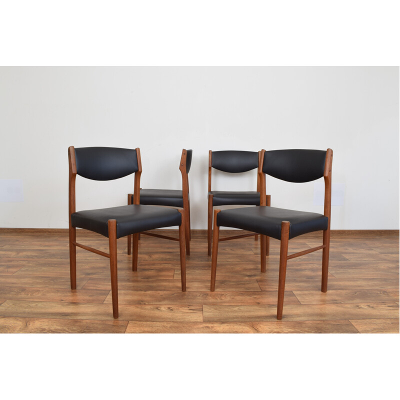 Set of 4 vintage teak dining chairs, Denmark, 1960s