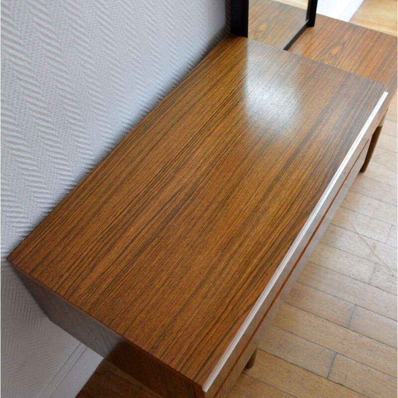 Vintage Dressing Table in wood with large mirror, Belgium, 1960s 1970s