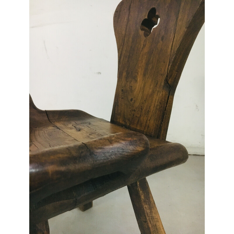 Vintage brutalist solid wood chair, 1950s