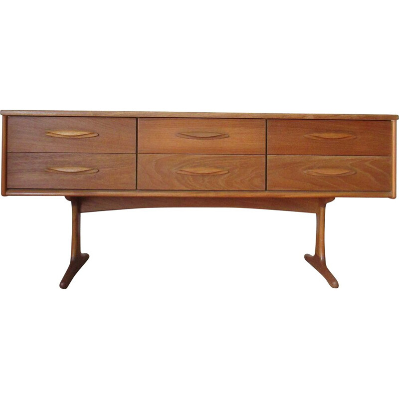 Vintage sideboard of 6 teak drawers by F.Guille for Austin Suite, 1960s