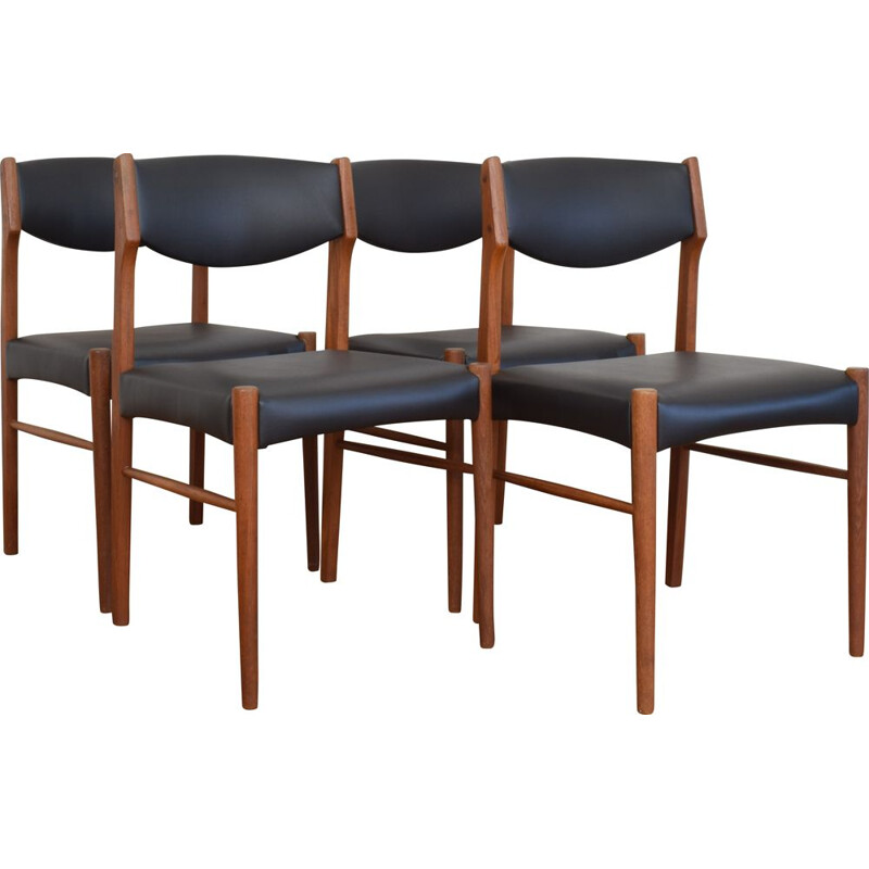 Set of 4 vintage teak dining chairs, Denmark, 1960s