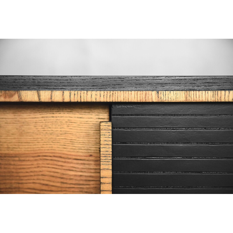 Vintage scandinavian sideboard in ashwood with black panel 1960s