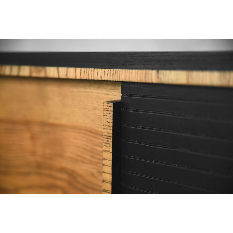 Vintage scandinavian sideboard in ashwood with black panel 1960s