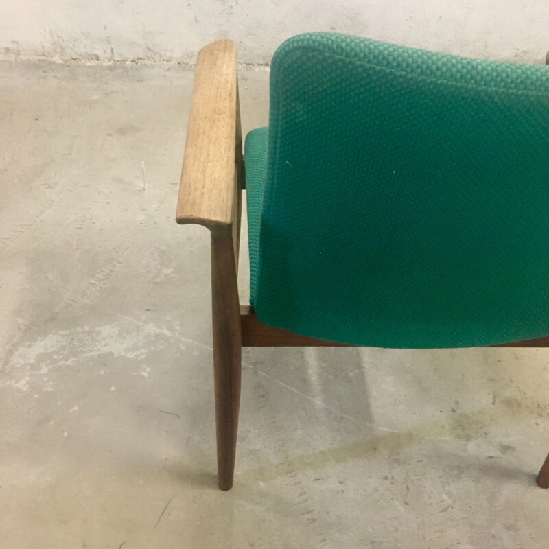 Vintage Diplomat chair for France & Son in green fabric and rosewood 1960