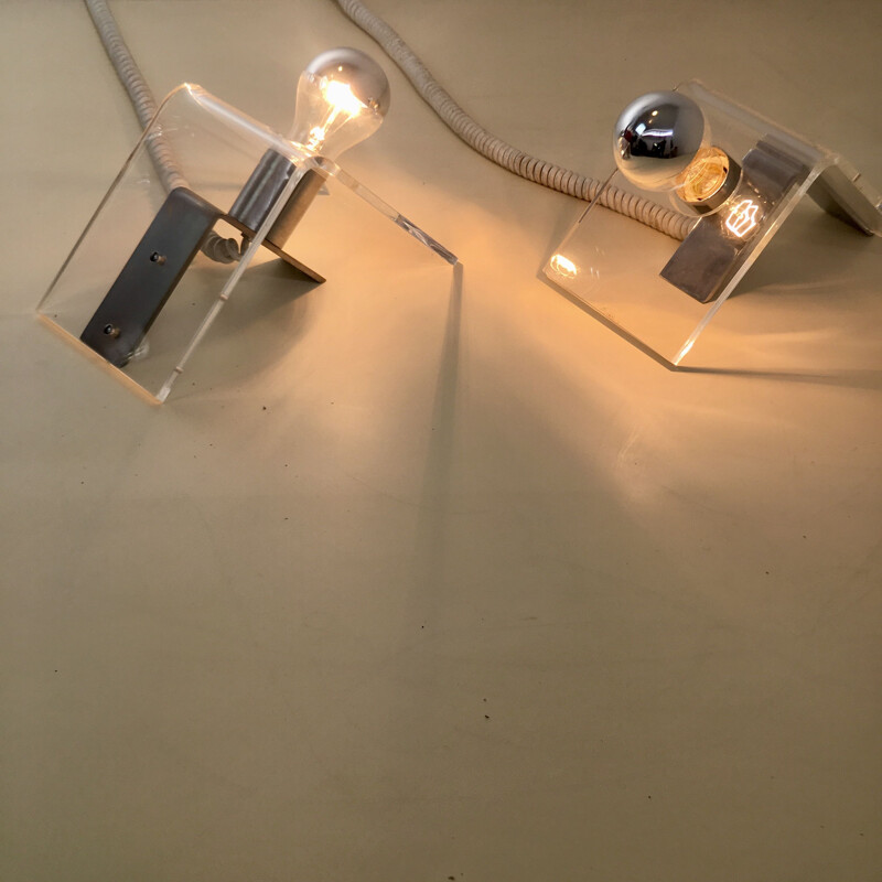 Pair of vintage Doucin lamps in plexiglas 1970