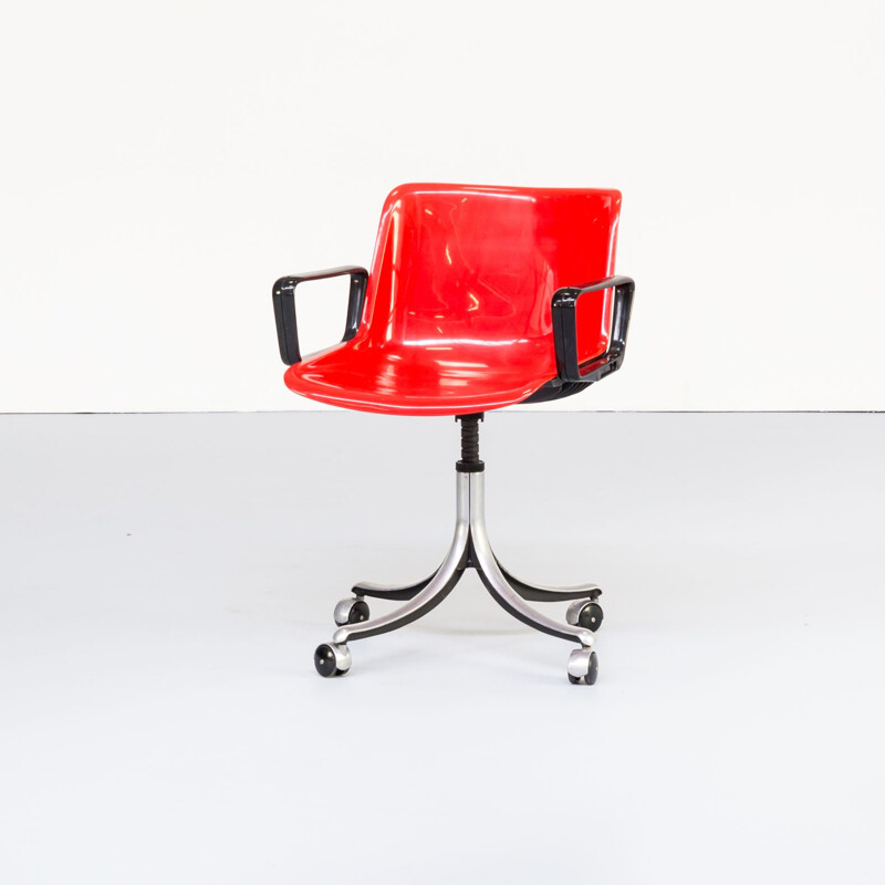 Chaise de bureau vintage Modus rouge pour Tecno et par Osvaldo Borsani 1970