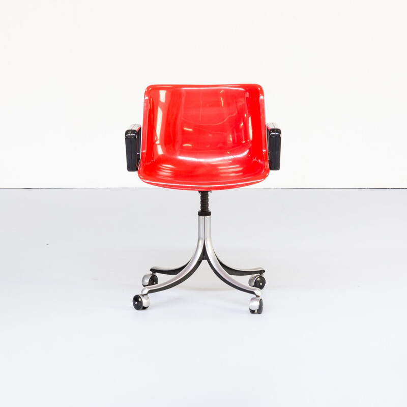 Vintage Modus red desk chair for Tecno and by Osvaldo Borsani 1970s