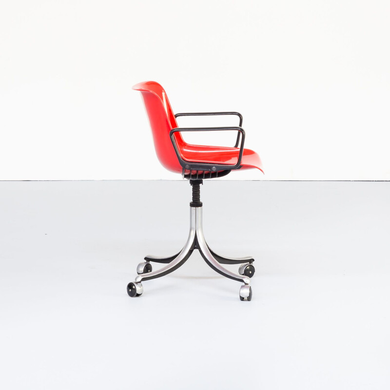 Chaise de bureau vintage Modus rouge pour Tecno et par Osvaldo Borsani 1970