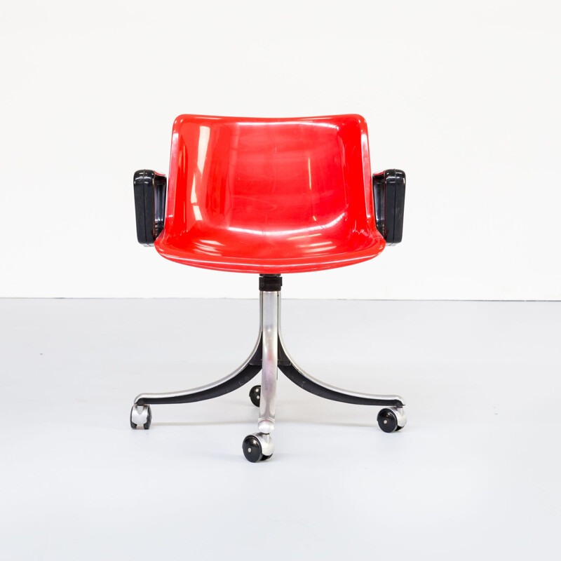 Vintage Modus red desk chair for Tecno and by Osvaldo Borsani 1970s