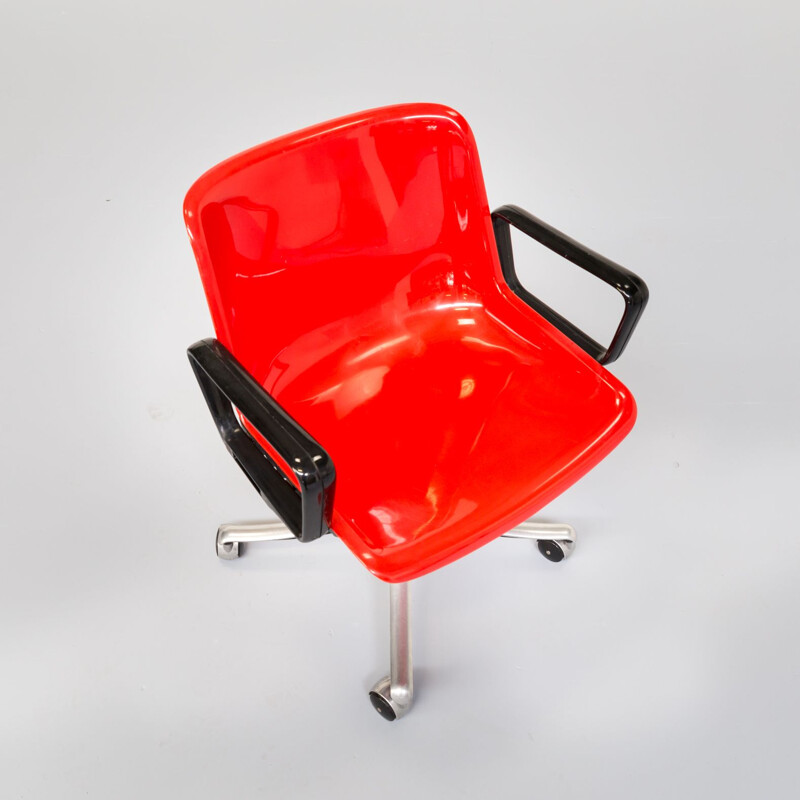 Chaise de bureau vintage Modus rouge pour Tecno et par Osvaldo Borsani 1970