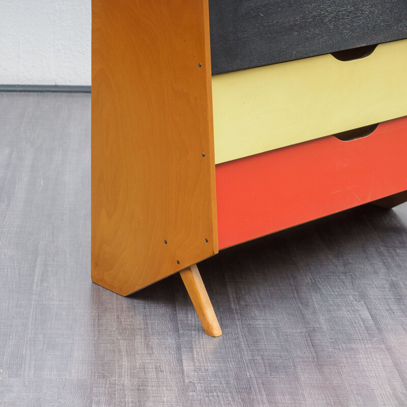 Vintage colourful shoe cabinet in wood