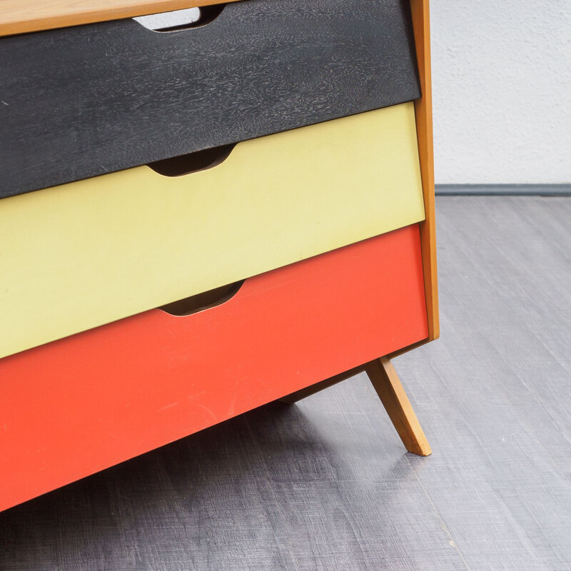 Vintage colourful shoe cabinet in wood