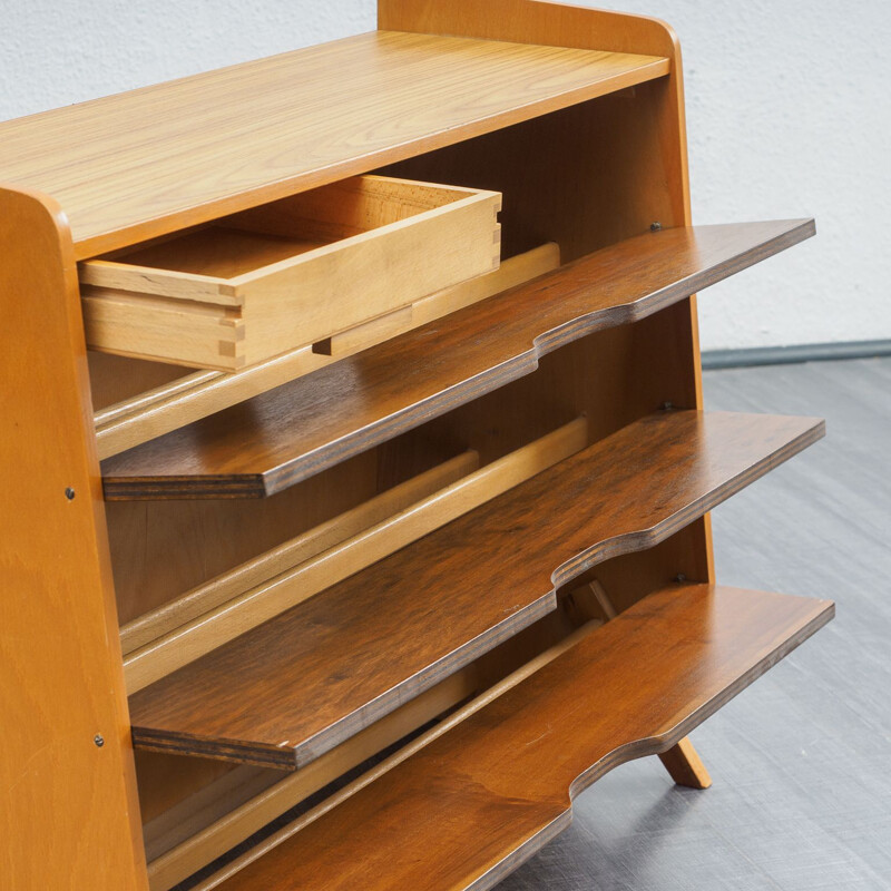 Vintage colourful shoe cabinet in wood