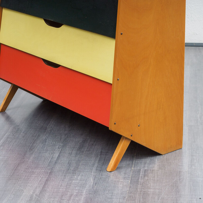 Vintage colourful shoe cabinet in wood