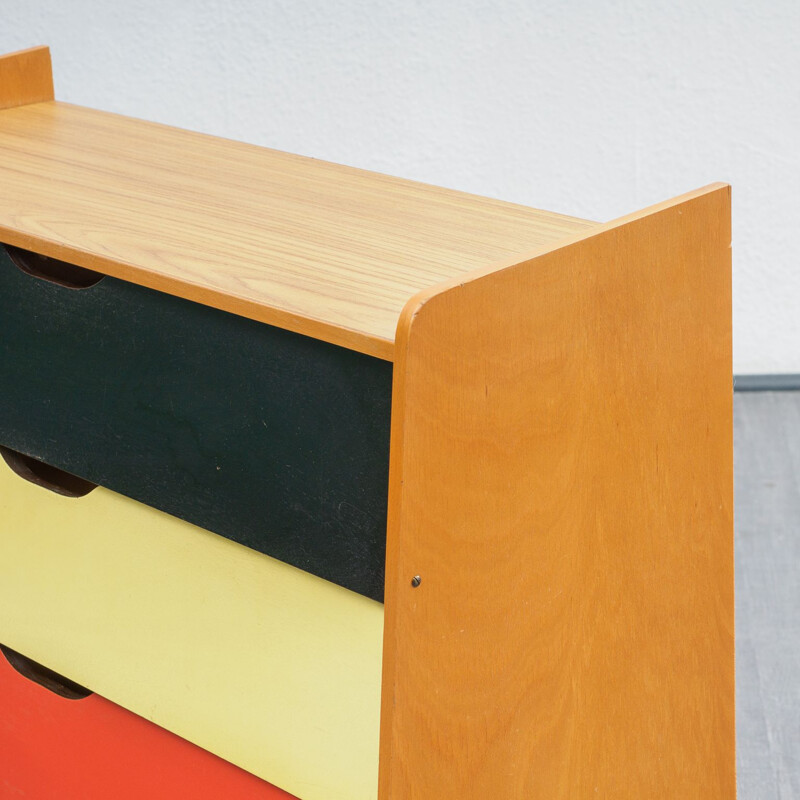 Vintage colourful shoe cabinet in wood