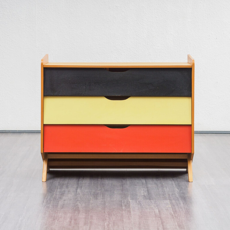 Vintage colourful shoe cabinet in wood