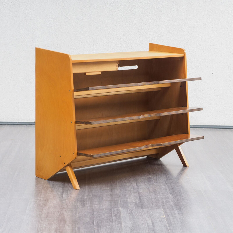 Vintage colourful shoe cabinet in wood