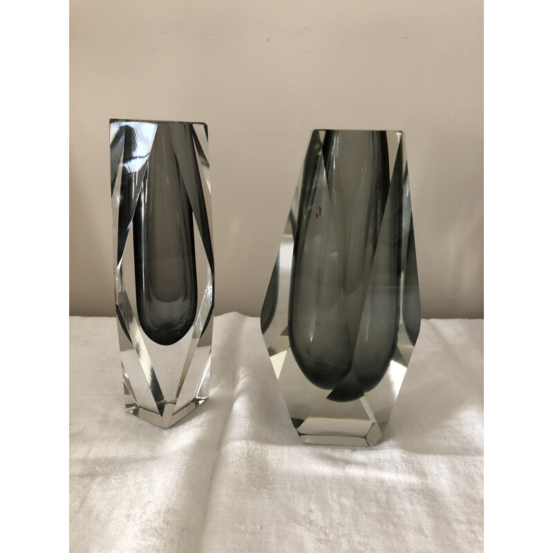 Set of 2 vintage vases glass of Murano by Luigo Mandruzzato vases
